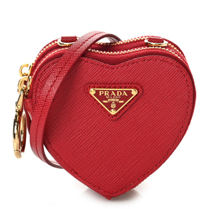Prada Saffiano Mini Heart Pouch Fuoco 1 of 8