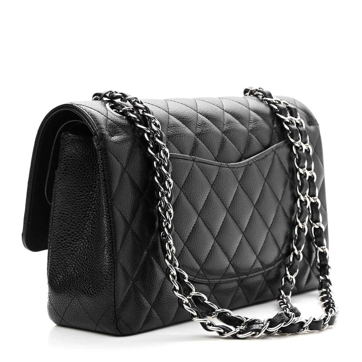 Caviar Quilted Medium Double Flap Black