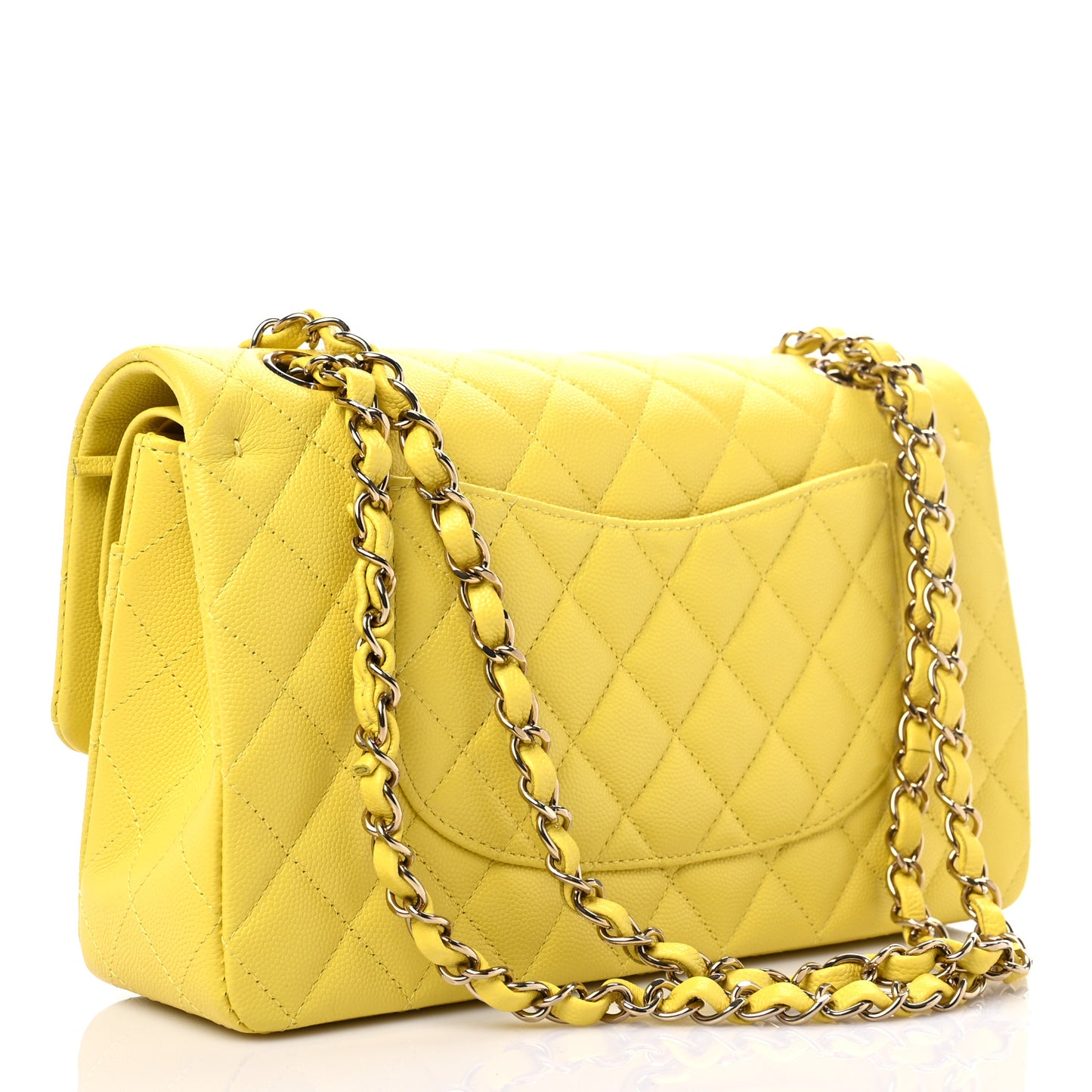 Caviar Quilted Small Double Flap Yellow