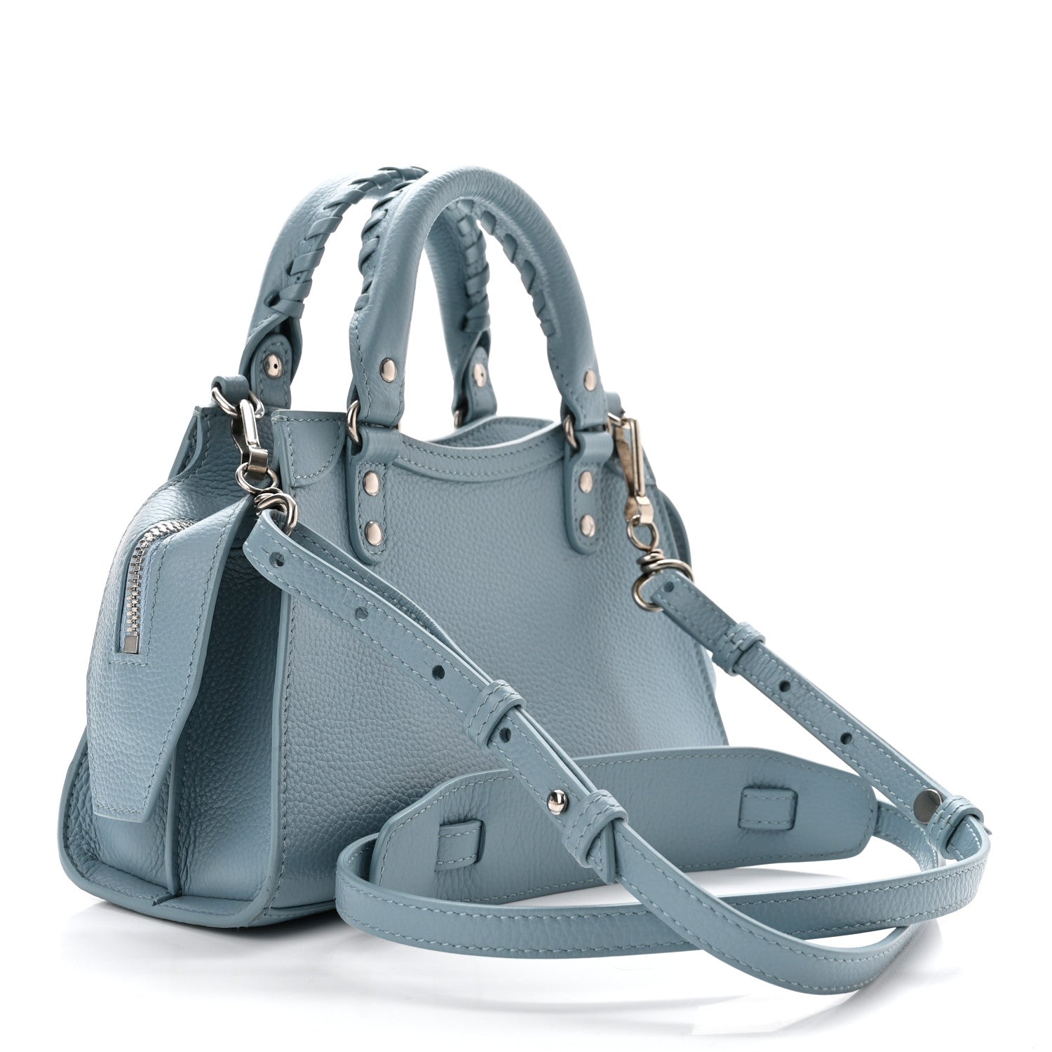 Balenciaga Grained Calfskin Neo Classic Silver Hardware Mini City Blue Grey 3 of 10