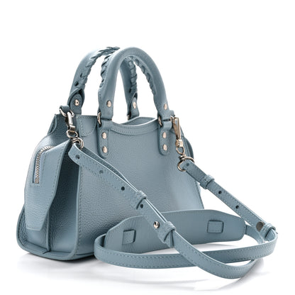 Balenciaga Grained Calfskin Neo Classic Silver Hardware Mini City Blue Grey 3 of 10