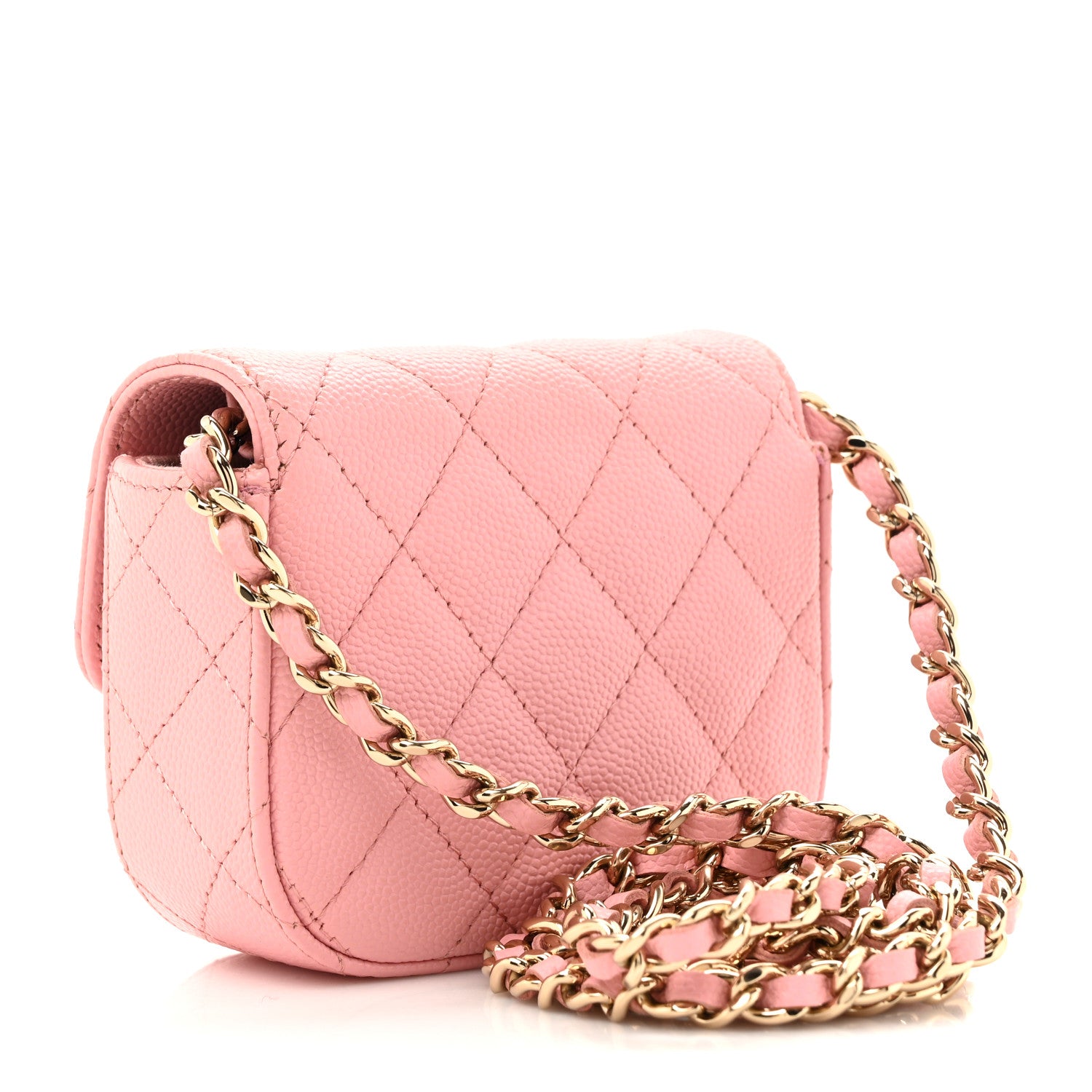 Chanel Caviar Quilted Mini Clutch With Chain Pink 3 of 10