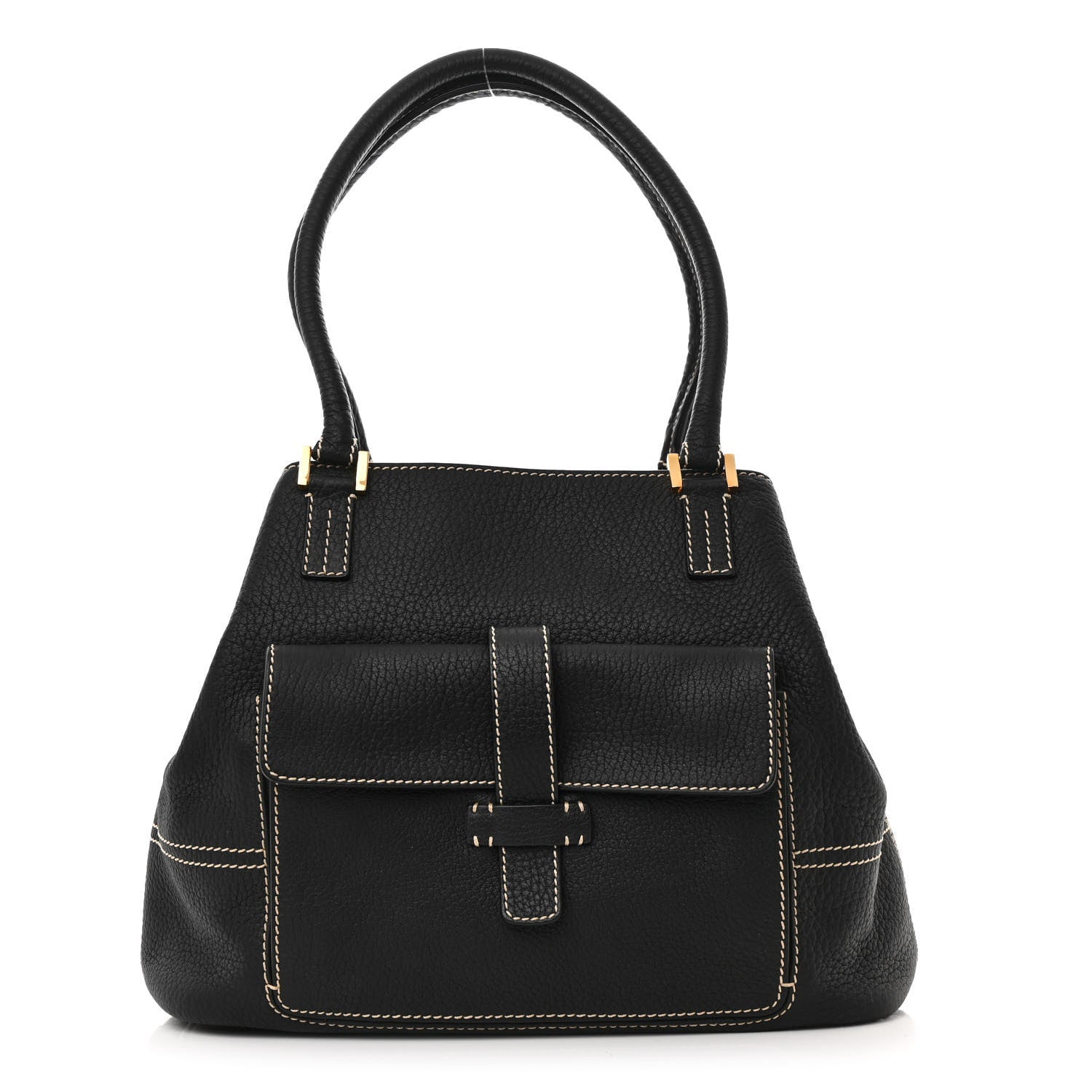 Loro Piana Grained Calfskin Globe Shoulder Bag Black 1 of 9