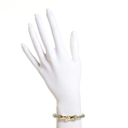 David Yurman Sterling Silver 18K Yellow Gold Diamond Double Wheat Buckle Bracelet 2 of 4