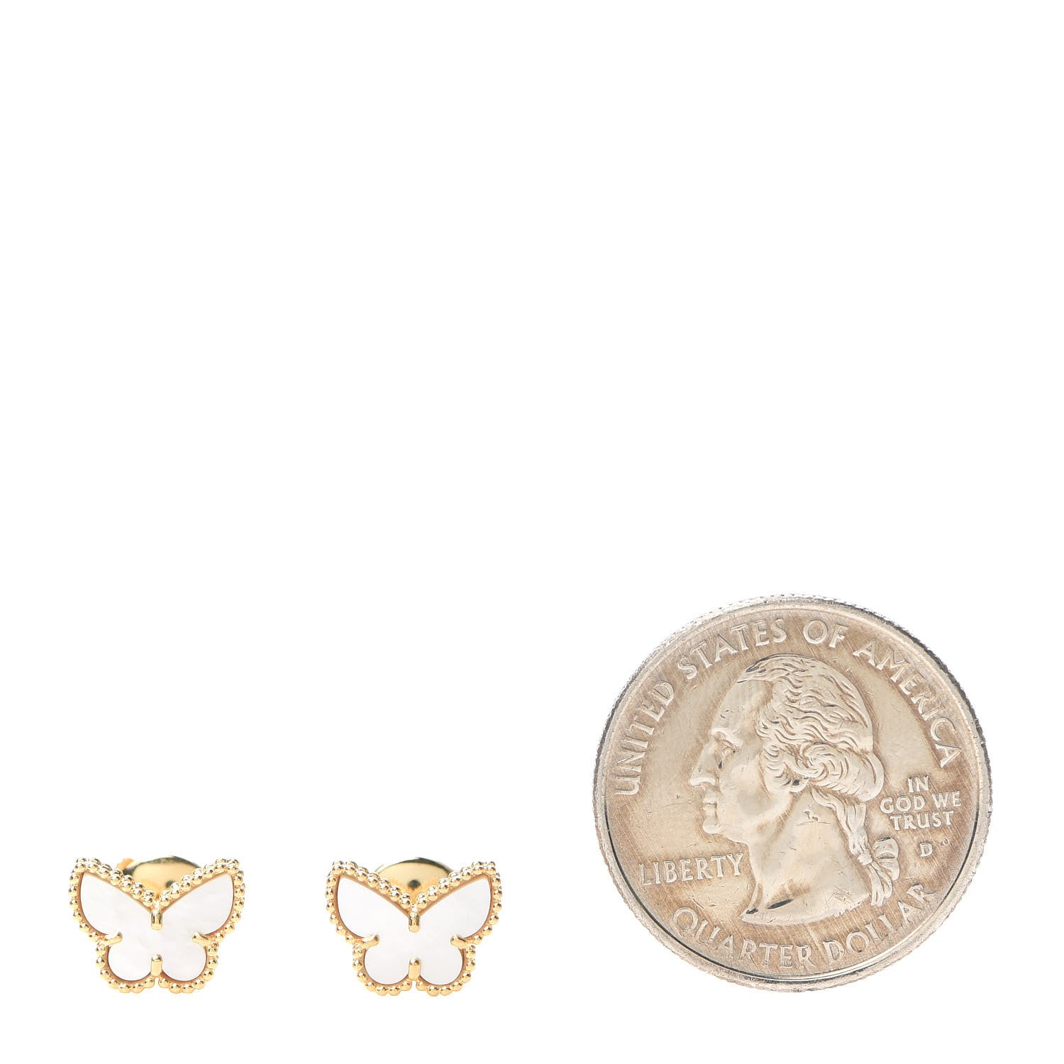 Van Cleef & Arpels 18K Yellow Gold Mother of Pearl Sweet Alhambra Butterfly Earrings 2 of 7