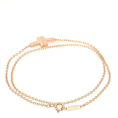 Tiffany 18K Rose Gold T Double Chain Bracelet 2 of 5
