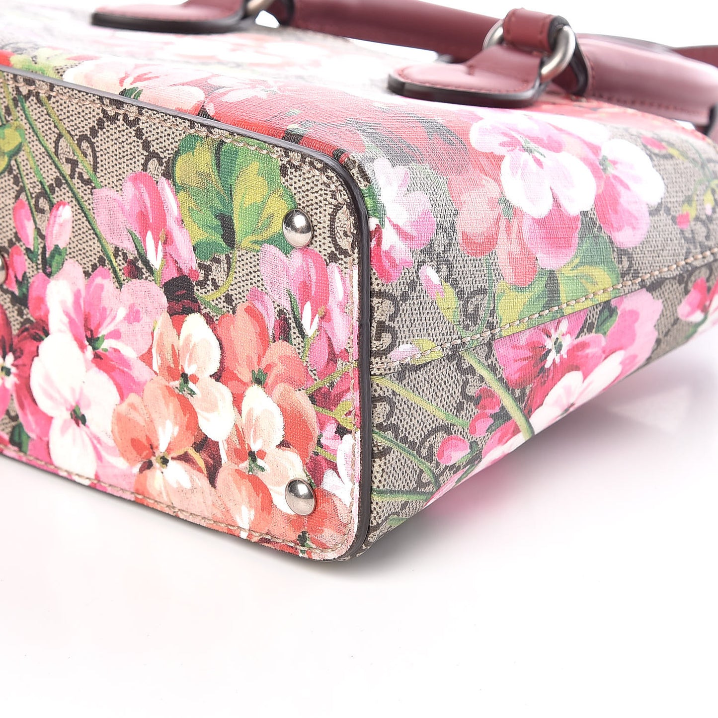 GG Supreme Monogram Blooms Mini Zip Top Tote Beige Multicolor Dry Rose