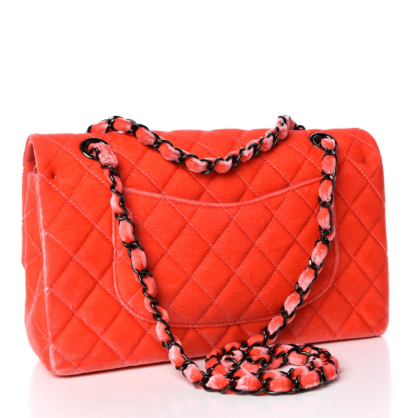 Velvet Quilted Medium Double Flap Coral