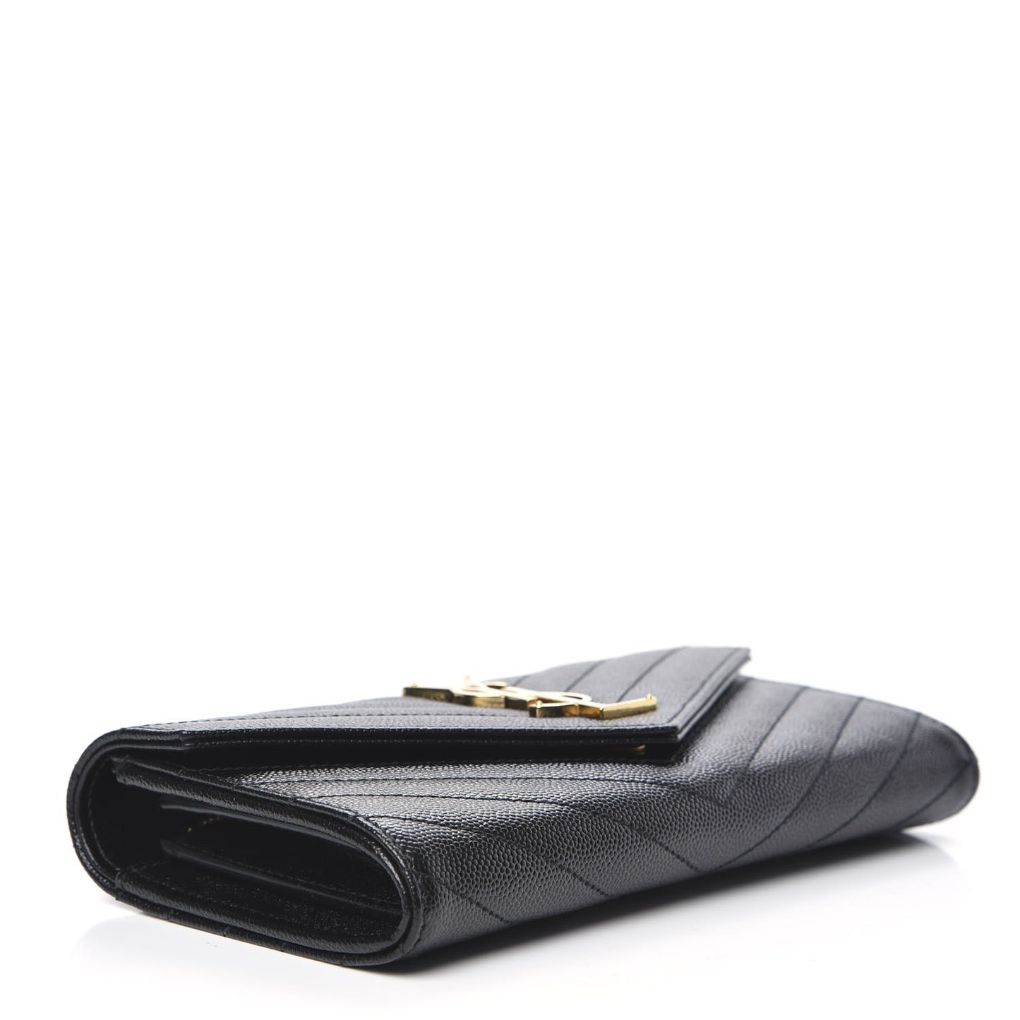 Grain De Poudre Matelasse Chevron Monogram Flap Wallet Black