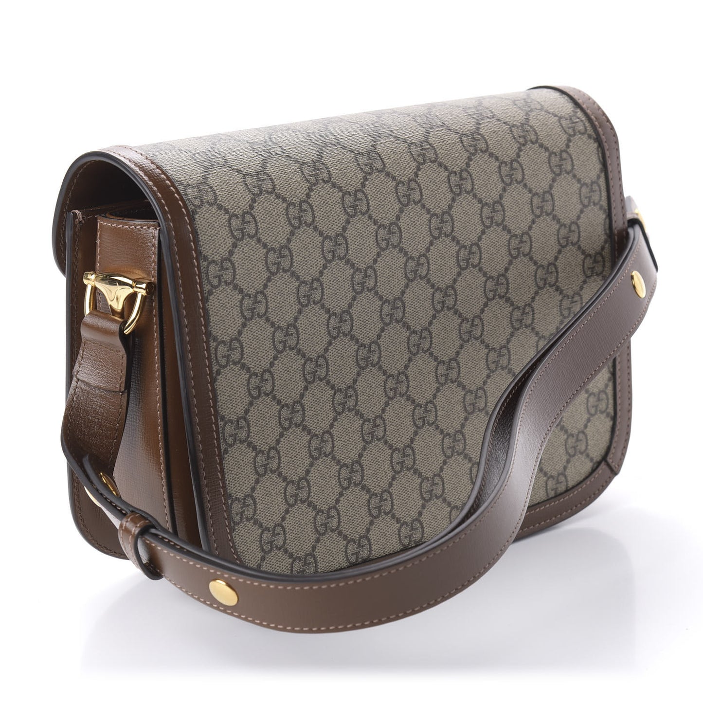 GG Supreme Monogram Horsebit 1955 Shoulder Bag Beige Brown Sugar