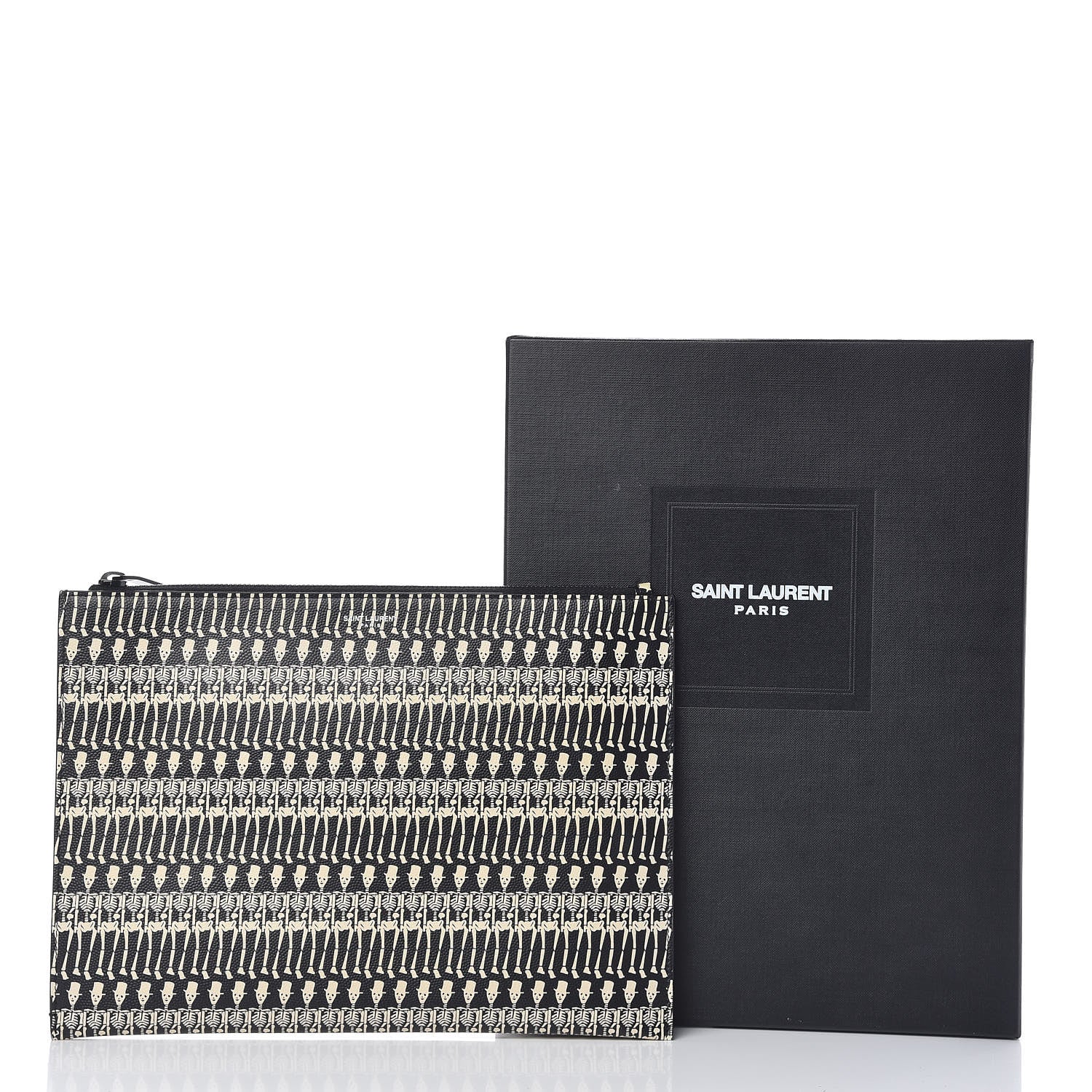 Saint Laurent Grain de Poudre Skeleton Print Zipped Tablet Holder Black 8 of 8