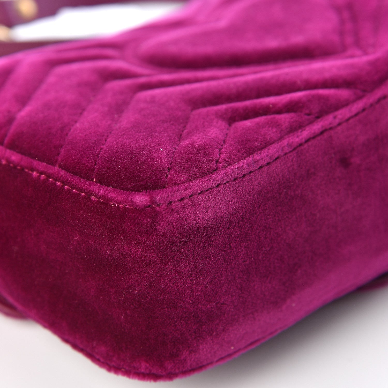 Gucci Velvet Matelasse Mini GG Marmont Shoulder Bag Fuchsia Violet Cyclamen 12 of 14