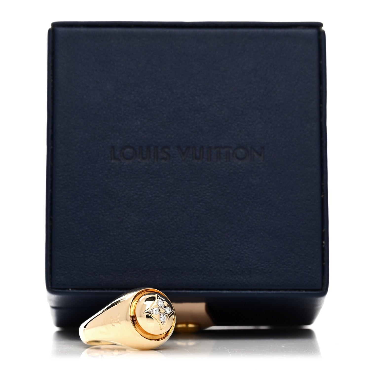 Louis Vuitton 18K Yellow Gold Diamond B Blossom Signet Ring 55