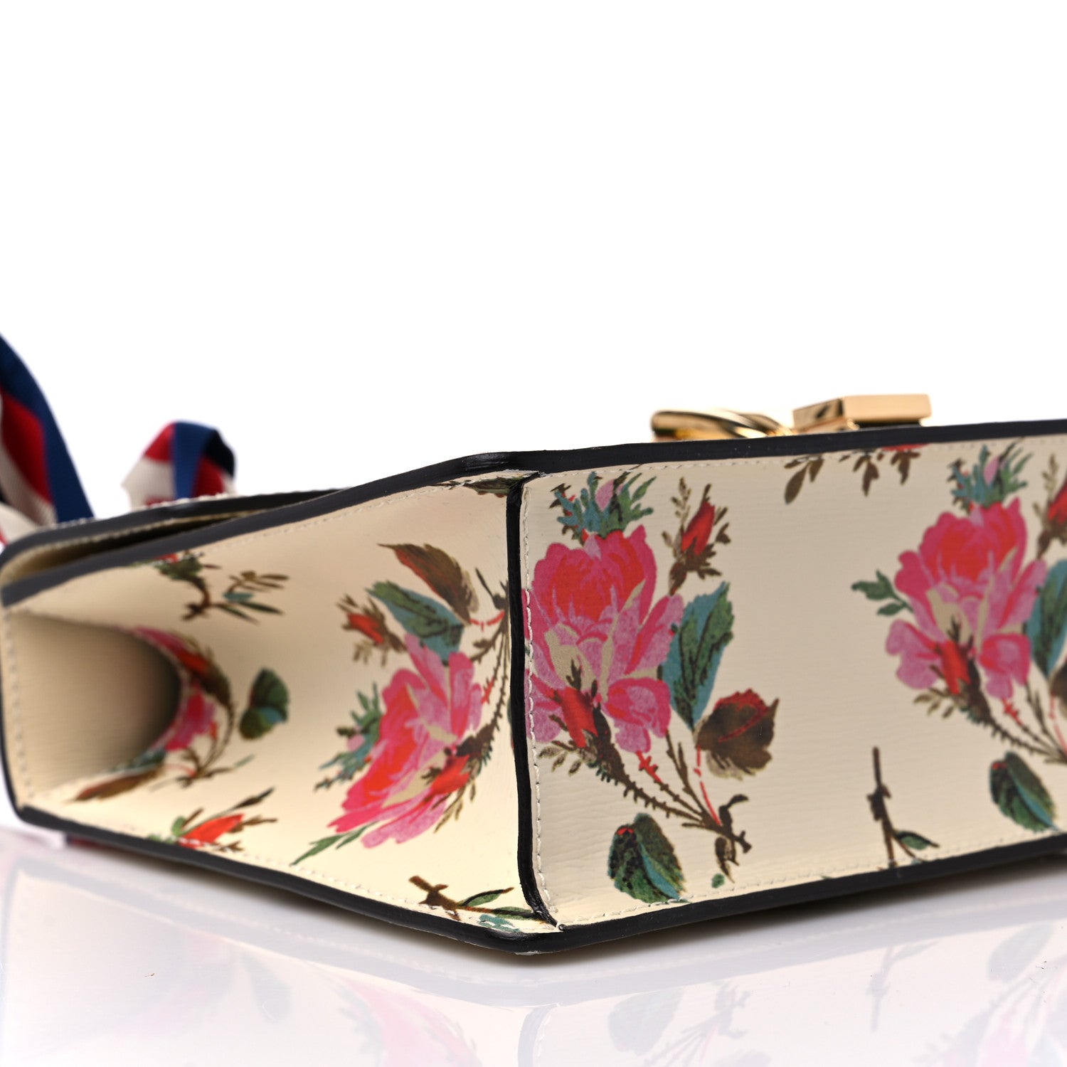 Gucci Calfskin Floral Small Sylvie Top Handle Bag Off White 8 of 9