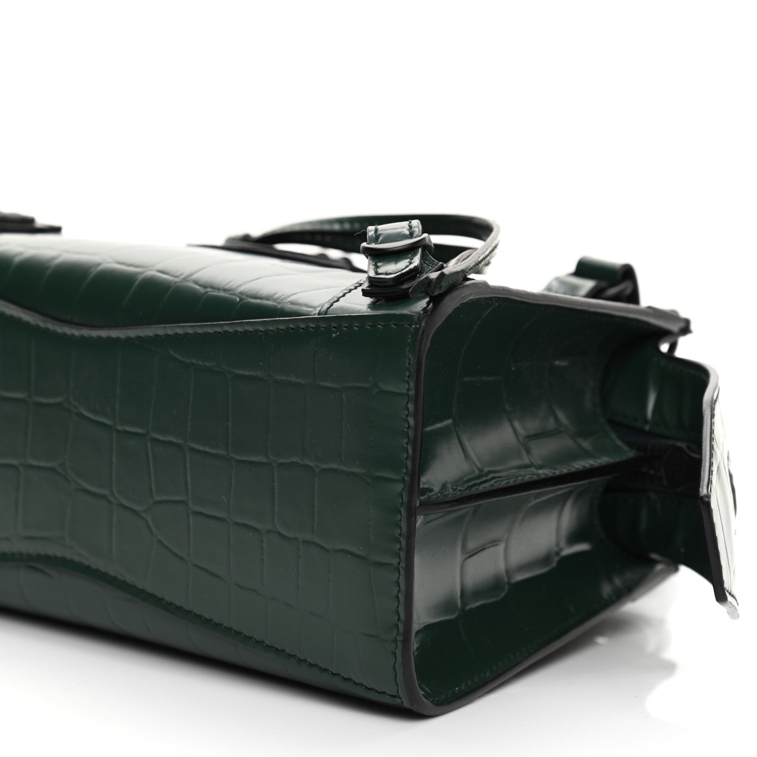 Balenciaga Semi Shiny Calfskin Crocodile Embossed Neo Classic Black Hardware Mini City Forest Green 9 of 9
