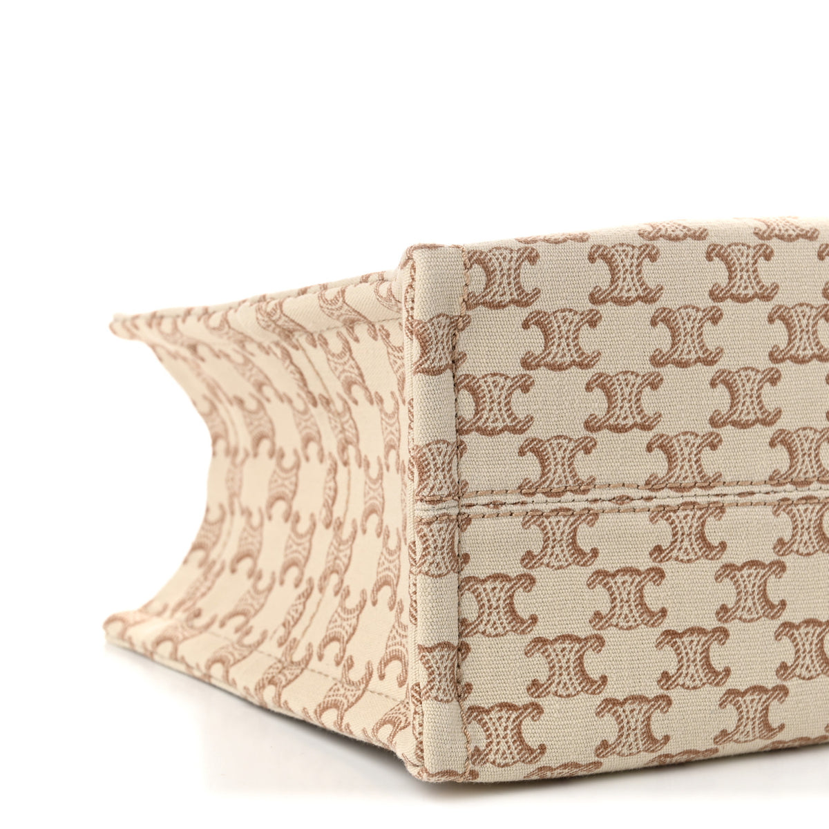 Celine Canvas Calfskin Triomphe Print Small Cabas Thais White 8 of 9