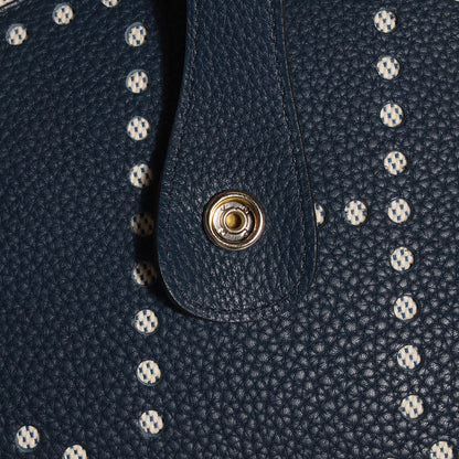 Hermes Toile Taurillon Clemence Evelyne III GM Bleu de Prusse 8 of 15