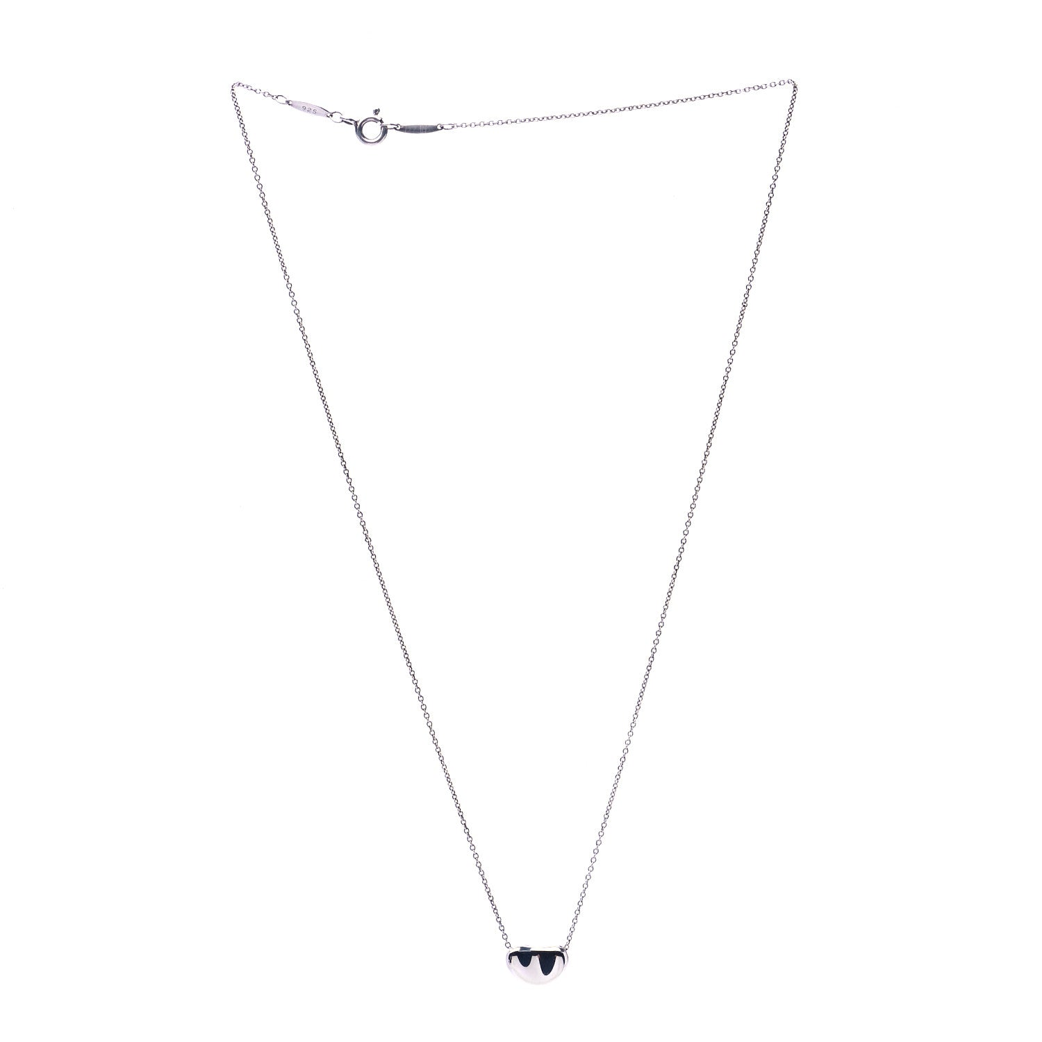 Tiffany Sterling Silver 12mm Elsa Peretti Bean Pendant Necklace 3 of 6