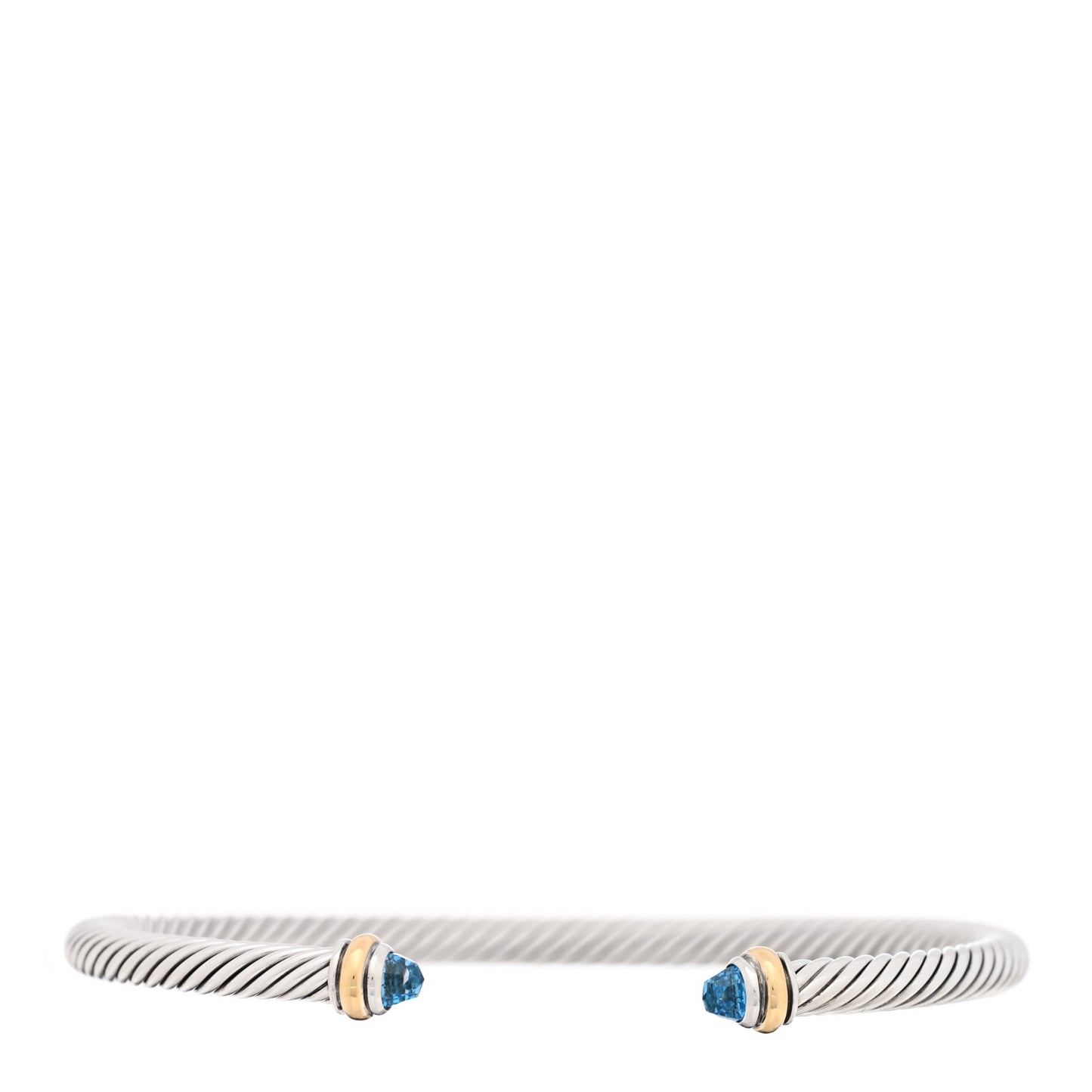 Sterling Silver 18K Yellow Gold Blue Topaz 4mm Cable Classics Bracelet
