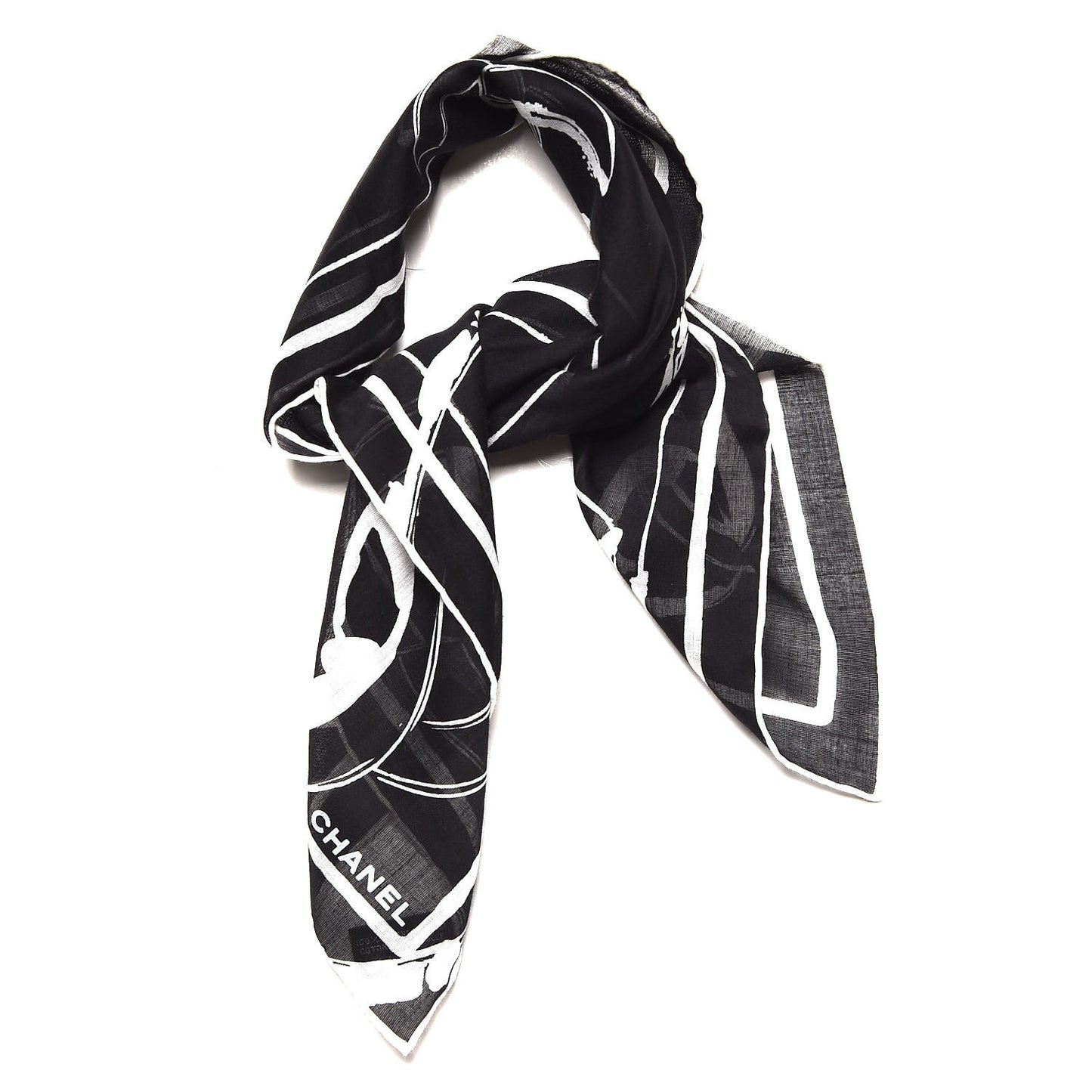 Cotton Cardigan CC Scarf Black