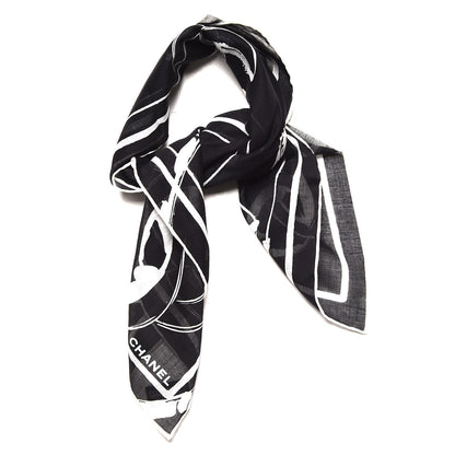 Chanel Cotton Cardigan CC Scarf Black 3 of 5