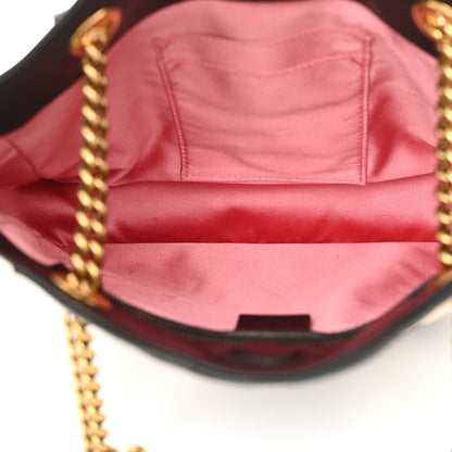 Gucci Calfskin Matelasse Medium GG Marmont Open Top Shoulder Bag Black White 5 of 12