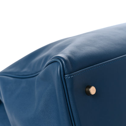 Hermes Veau Sikkim Kelly Relax 50 Bleu Thalassa 7 of 10