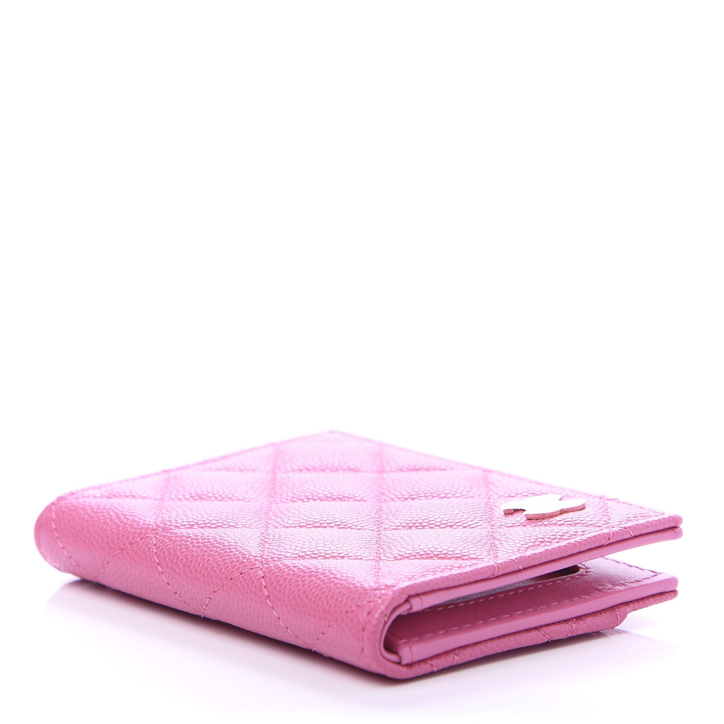 Caviar Quilted Card Holder Wallet Pink