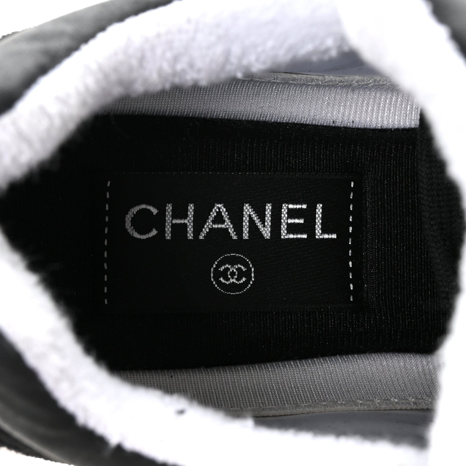 Chanel Fabric Calfskin Suede CC Sneakers 36.5 Black White 8 of 10