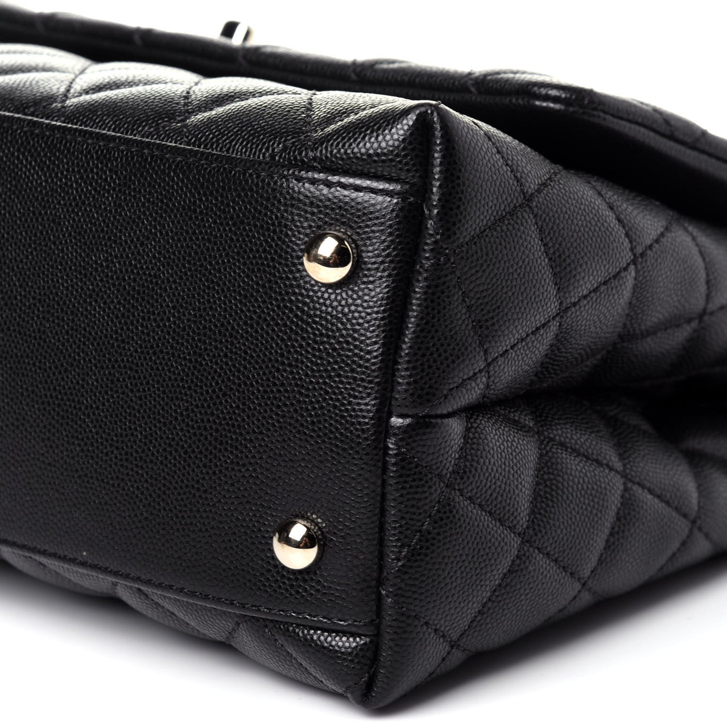 Caviar Quilted Small Coco Handle Flap Black
