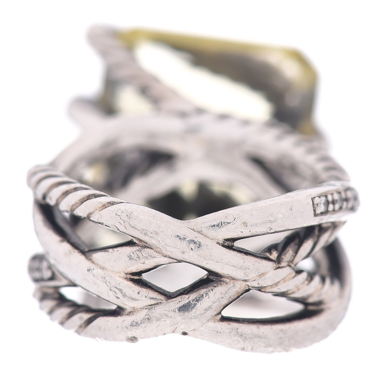 David Yurman Darkened Sterling Silver Diamond Lemon Citrine 20mm Cable Wrap Ring 51 5.75 3 of 5