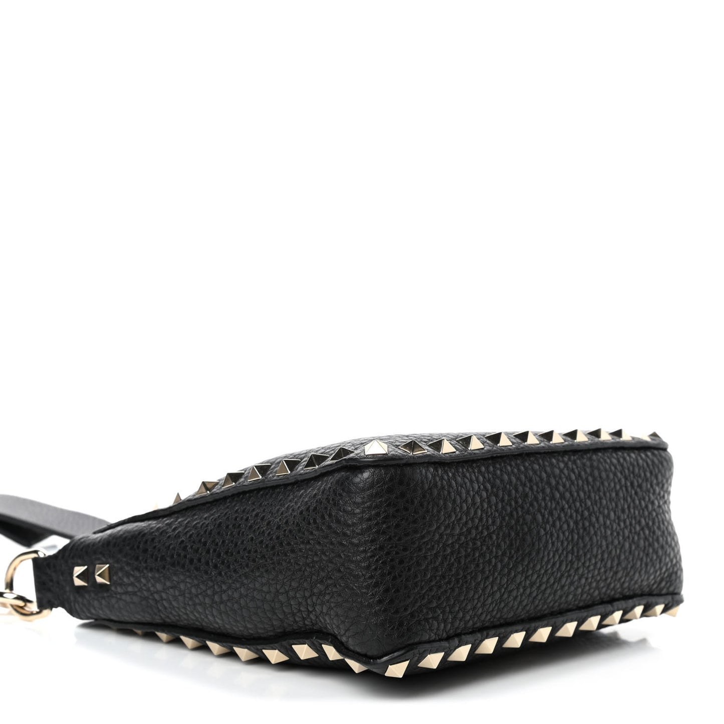 Pebbled Calfskin Mini Rockstud Flip-Lock Messenger Bag Black