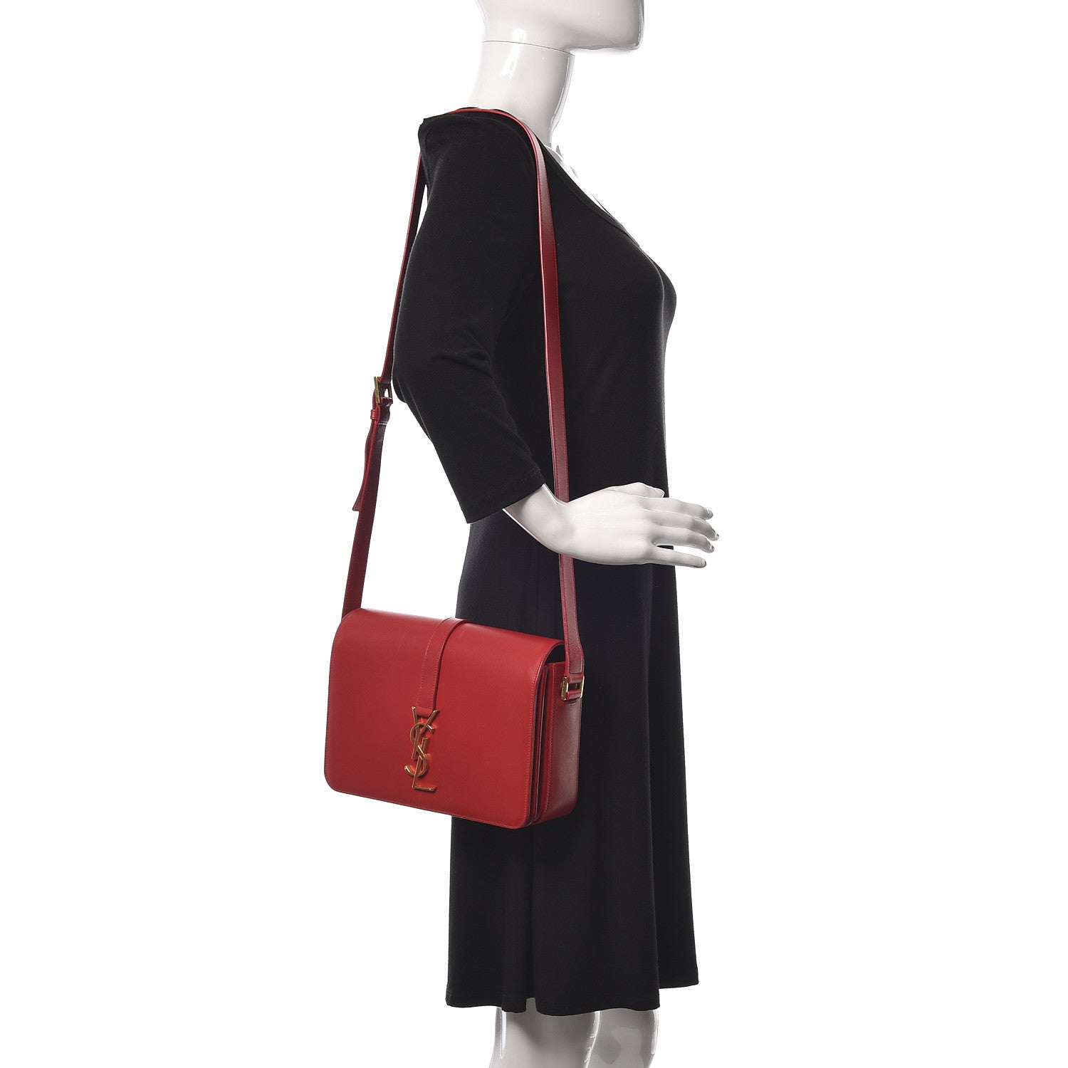 Saint Laurent Smooth Calfskin Medium Classic Monogram Universite Bag Red 2 of 20