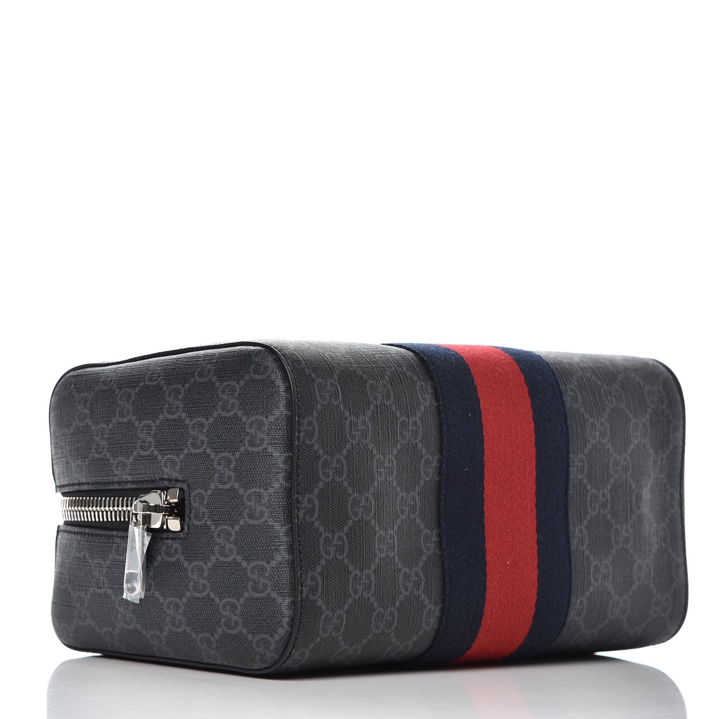 GG Supreme Monogram Web Toiletry Case Black Grey
