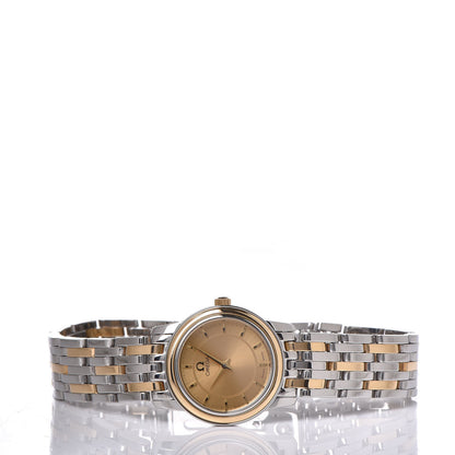 Omega Stainless Steel 18K Yellow Gold 22mm Quartz Watch Champagne 4370.11.00 3 of 7