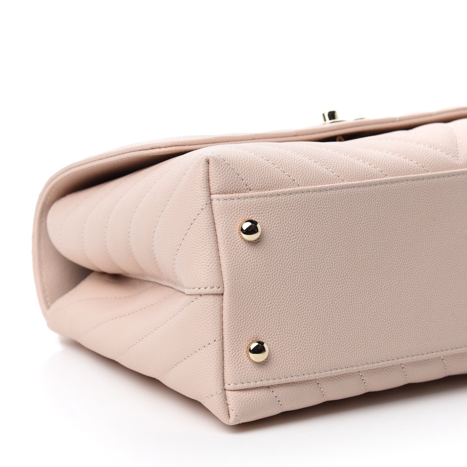 Chanel Caviar Chevron Quilted Small Coco Handle Flap Beige 6 of 11