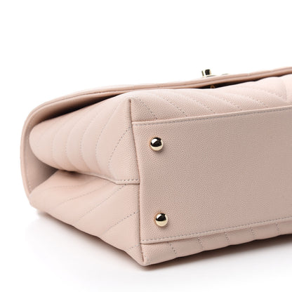 Chanel Caviar Chevron Quilted Small Coco Handle Flap Beige 6 of 11