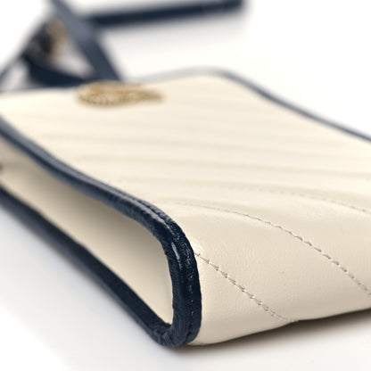 Gucci Vintage Effect Calfskin Matelasse Diagonal Torchon GG Marmont Phone Crossbody Bag Mystic White Blue Agata 9 of 10