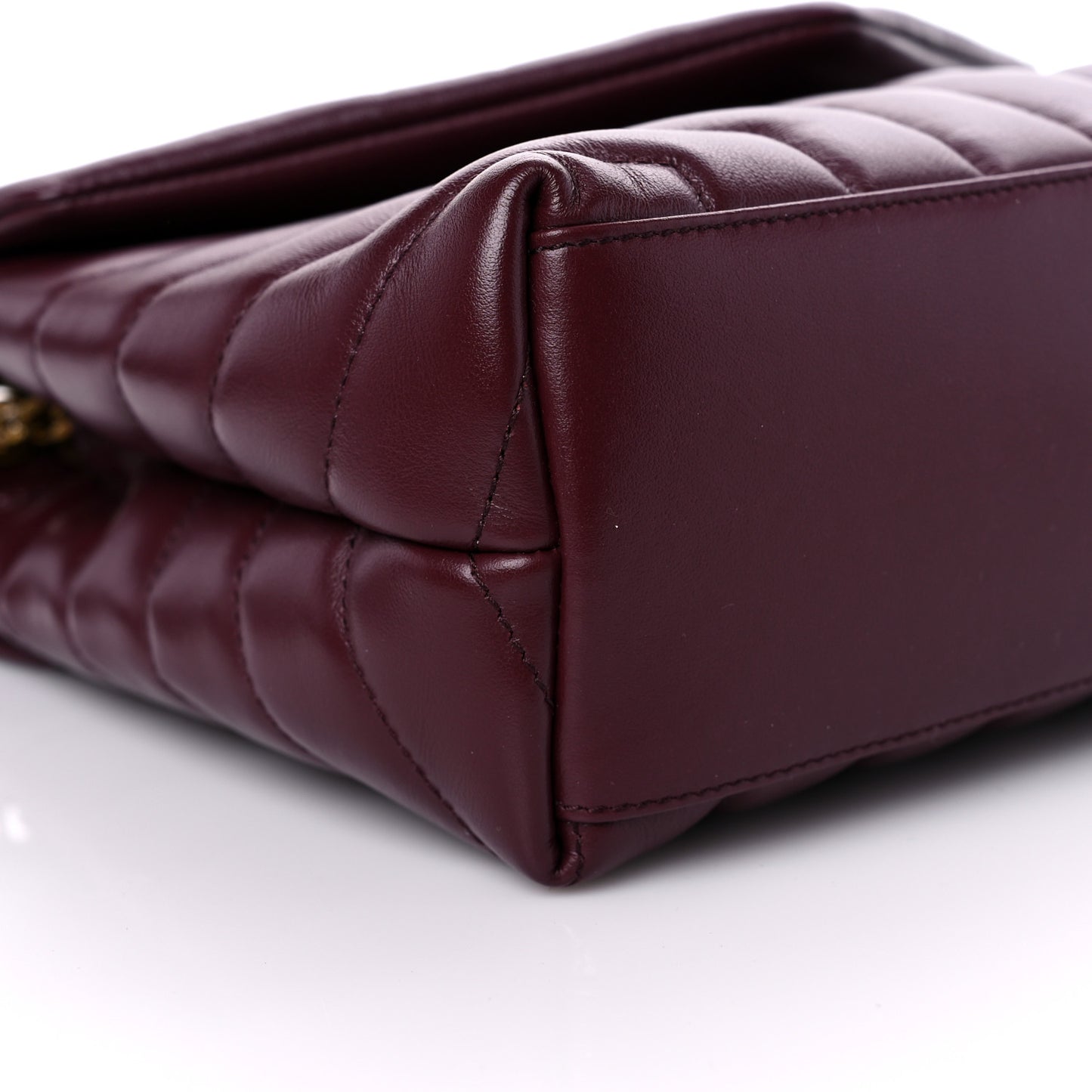 Calfskin Y Quilted Monogram Small Loulou Chain Satchel Dark Legion Red