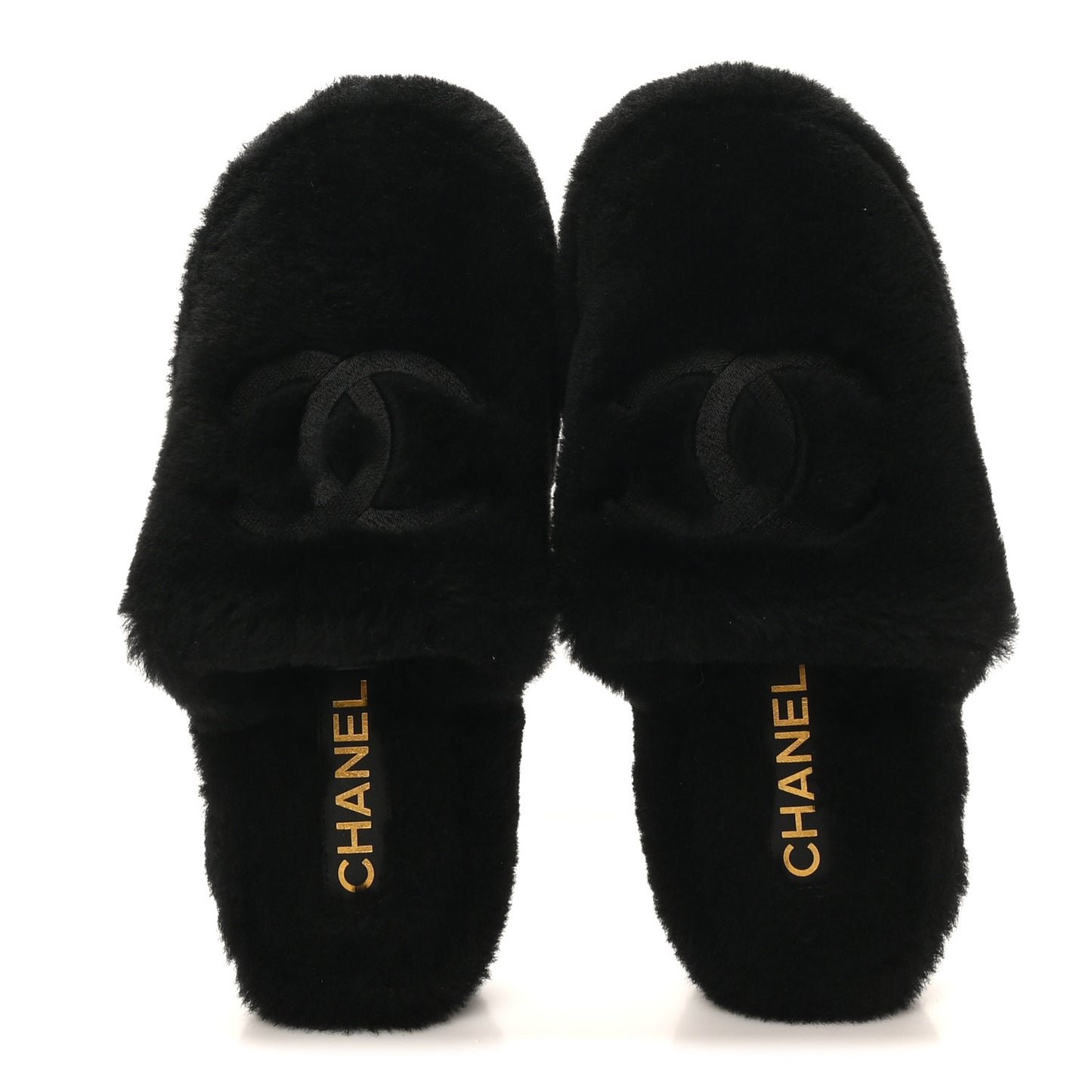 Shearling CC Flat Mules 36 Black