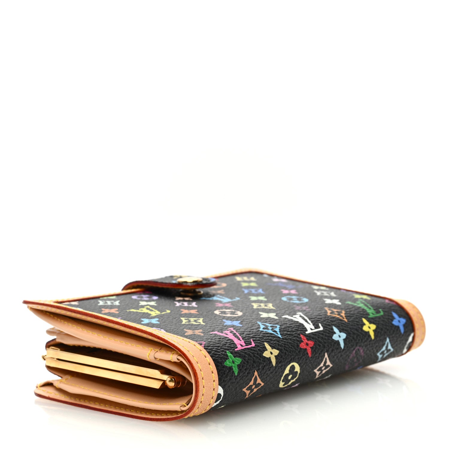 Louis Vuitton Monogram Multicolor French Purse Wallet Black 4 of 6