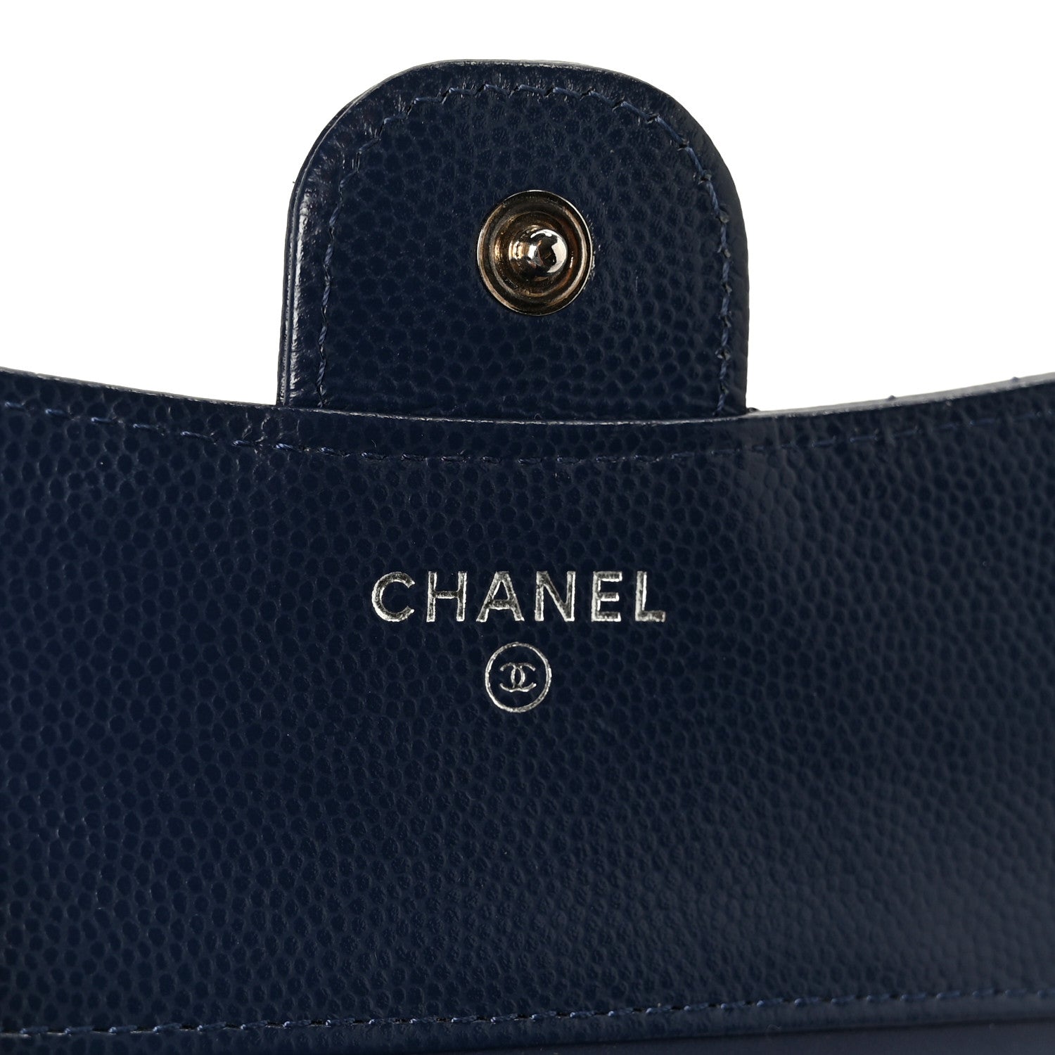 Chanel Caviar Chevron Quilted Compact Flap Wallet Navy 7 of 11