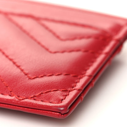 Gucci Calfskin Matelasse GG Marmont Card Holder Hibiscus Red 8 of 9