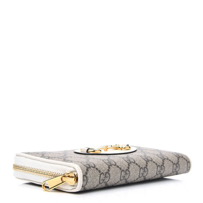 Gucci GG Supreme Monogram Azalea Calfskin Horsebit 1955 Zip Around Wallet Beige Ebony Mystic White 4 of 4