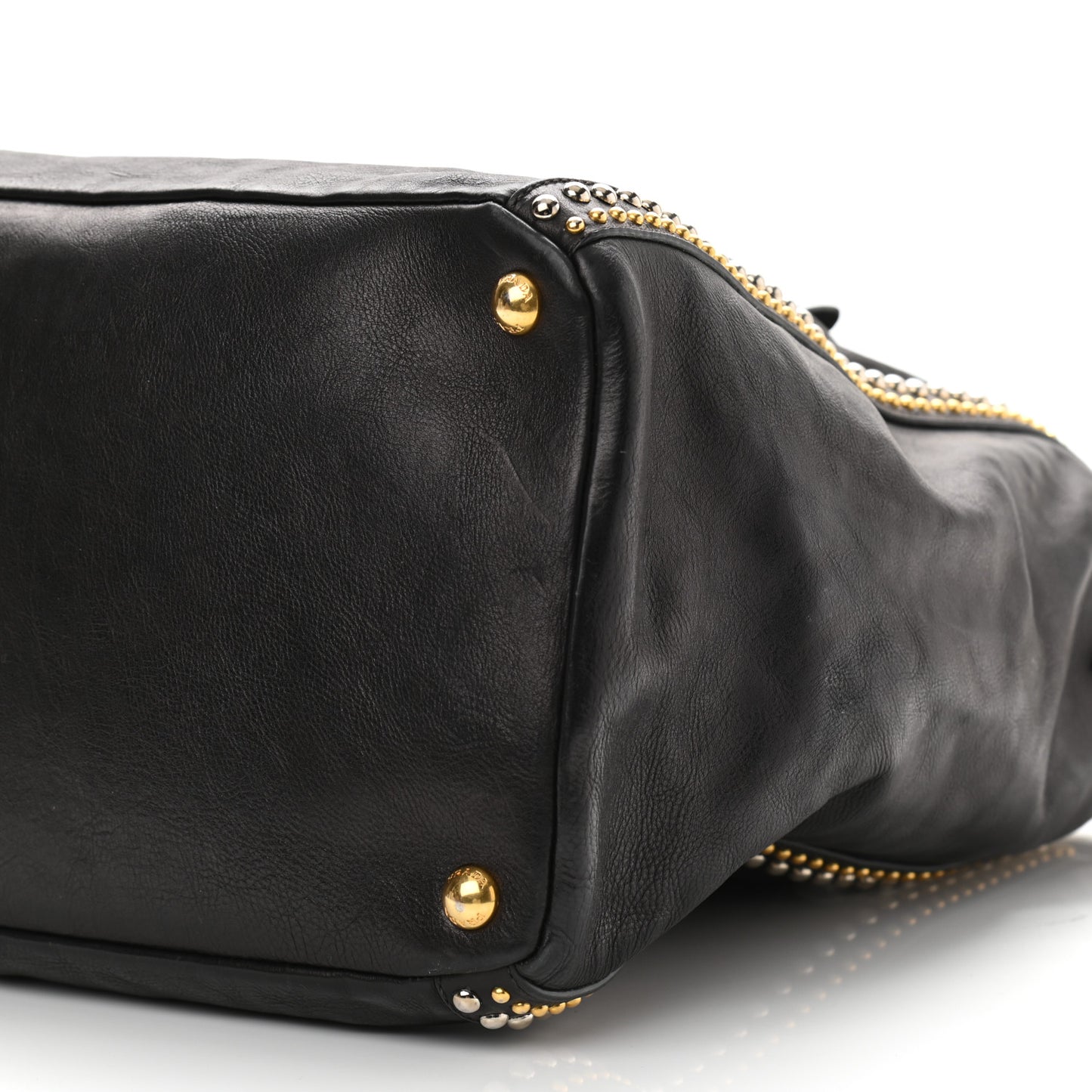 Glace Calf Studded Tote Black