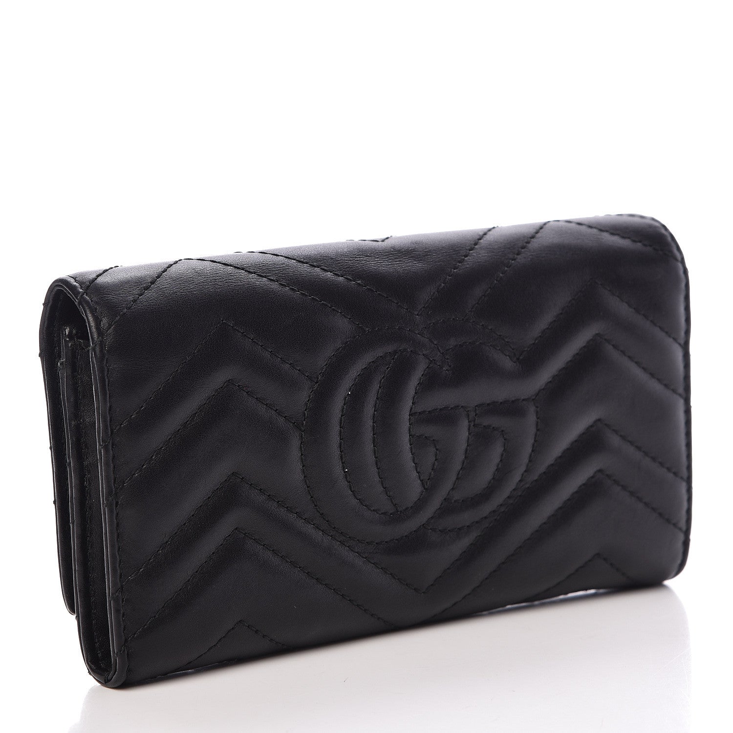 Gucci Calfskin Matelasse GG Marmont Continental Wallet Black 3 of 11