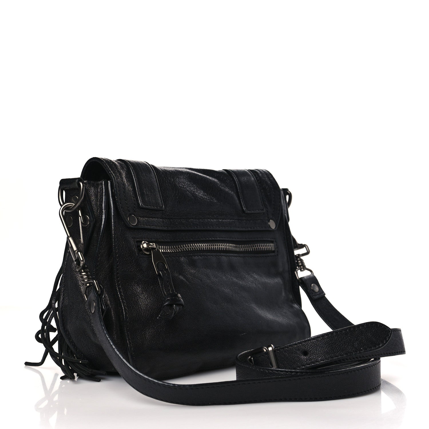 Proenza Schouler Lambskin Fringe PS1 Crossbody Pouch Black 3 of 9