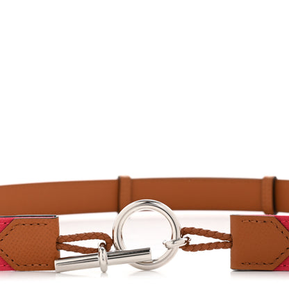 Hermes Toile Epsom Reversible Babord 24mm Belt Rose Extreme Gold 4 of 6