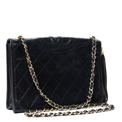 Chanel Lambskin Quilted CC Tassel Shoulder Flap Bag Black 3 of 11