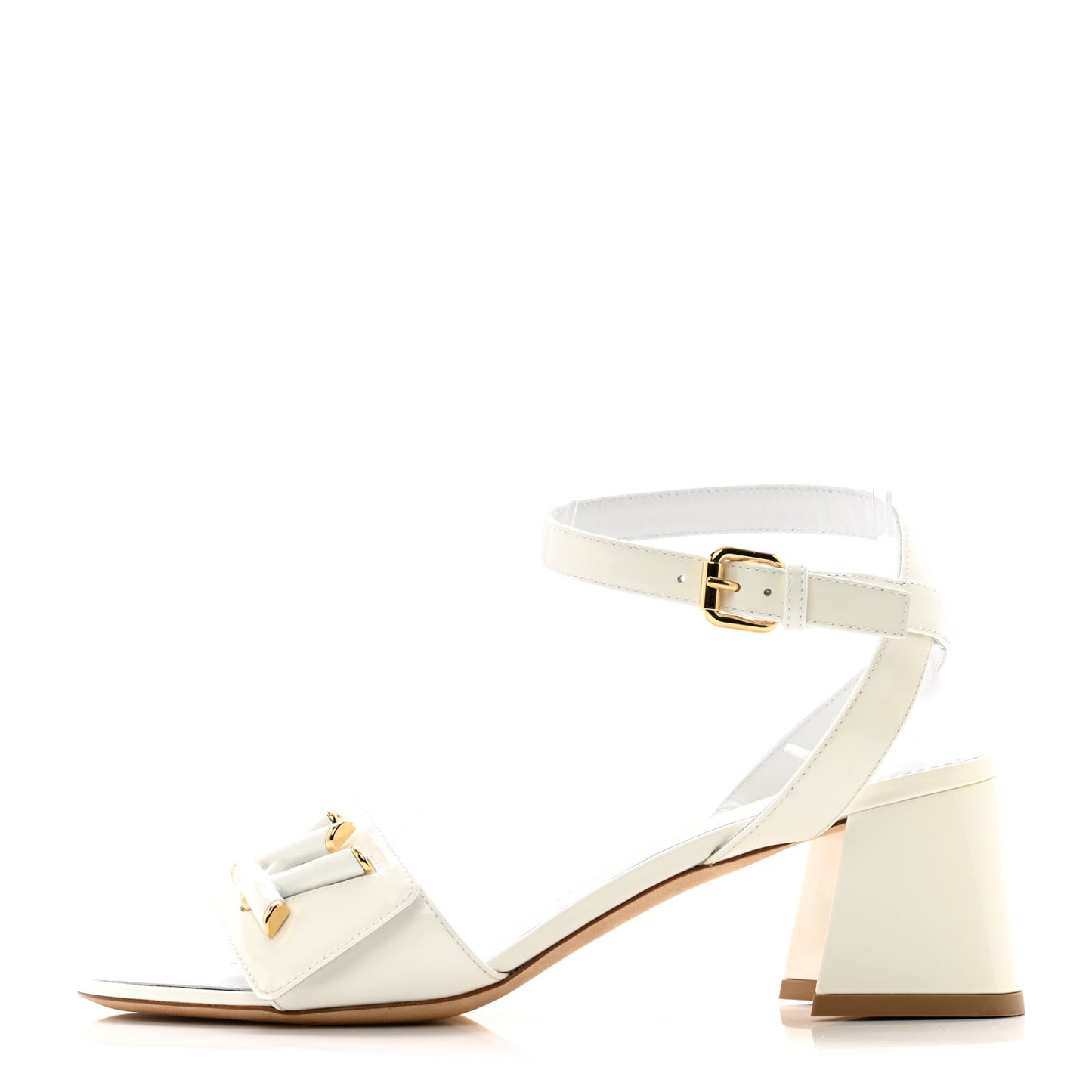 Patent Calfskin Shake Platform Sandal 36.5 White